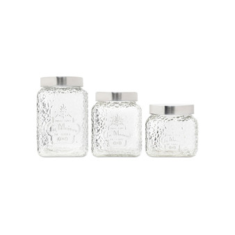 La Maison Hammered Glass Canisters Set, 3 Piece