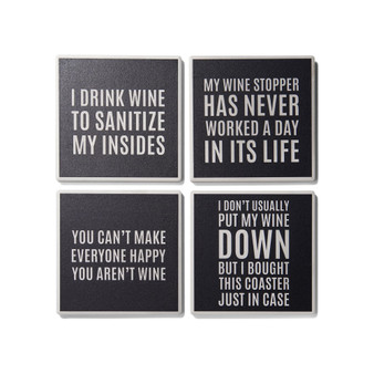4.25'' D Cocktail Hour Sentiments Ceramic Coasters Set, 4 Piece