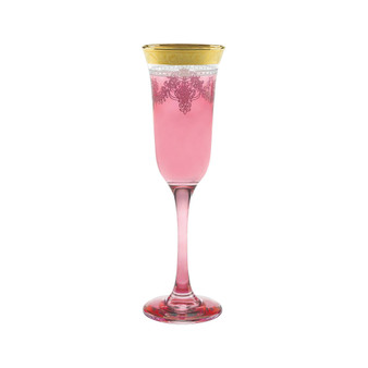 Red Flutes with a Gold Band, Set of 6