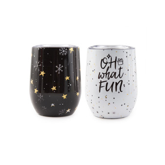 12 oz Insulated Oh What Fun Wine Tumblers Set, 2 Piece