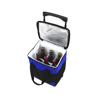 Insulated 6 Bottle Wine Carrier on Wheels