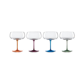 Bottoms Up Color Bottom Cocktail Glasses, Set of 4