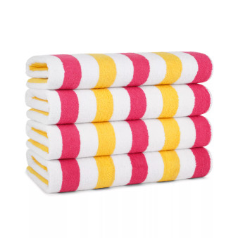 Cabo Cabana Beach Towel (4-Pack, 30x70 in.), Soft Ringspun Cotton, Alternating Stripe Colors, Oversized Cabana Pool Towel