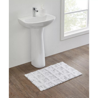 Windowpane Cotton Bath Rug, 20" x 30"