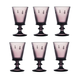 Napoleon Bee Aubergine 6-Piece Wine Glass Set, 9 oz