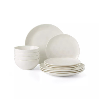 Bay Colors Solid 12 Piece Dinnerware Set, Service for 4