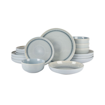 Elite Juno Moon Double Bowl Reactive 16 Piece Dinnerware Set, Service for 4