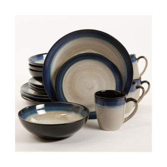 Couture Bands 16-piece Dinnerware Set Blue, Service for 4