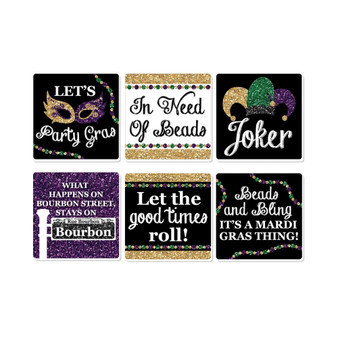 Mardi Gras - Funny Masquerade Party Decorations - Drink Coasters - Set of 6