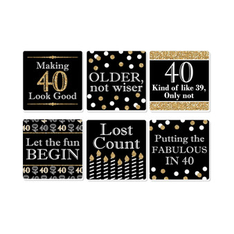 Adult 40th Birthday - Gold - Funny Party Decorations - Drink Coasters - Set of 6