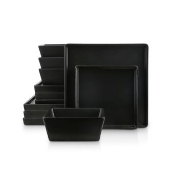 Grace Square Stoneware 12 Pieces Dinnerware Set, Service For 4