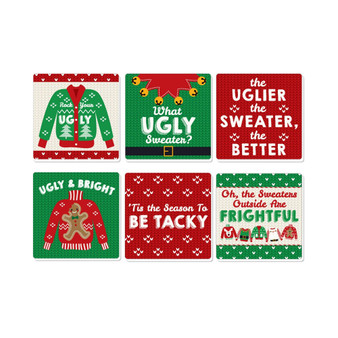 Ugly Sweater - Funny Holiday & Christmas Party Decor Drink Coasters - Set of 6