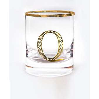 Monogram Rim and Letter Q Double Old Fashioned Glasses, Set Of 4