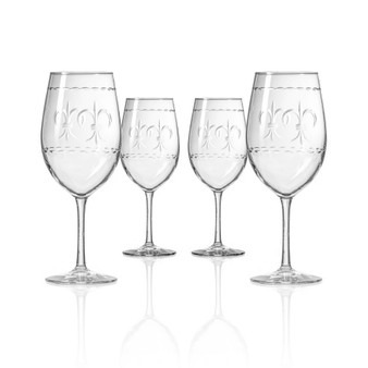 Fleur De Lis All Purpose Wine Glass 18Oz - Set Of 4 Glasses