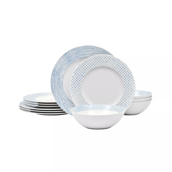 Hammock  Rim 12 Piece Dinnerware Set, Service for 4