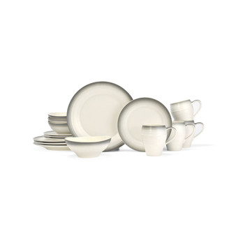 Swirl Graphite 16 Piece Dinnerware Set, Service for 4