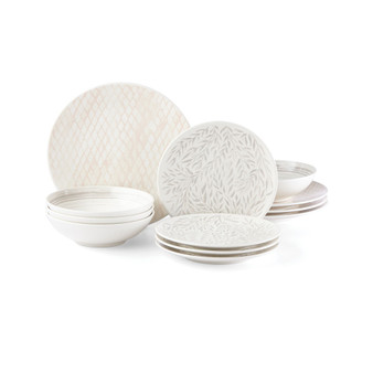 Textured Neutrals Netting/Vines 12-PC Dinnerware Set, Service for 4