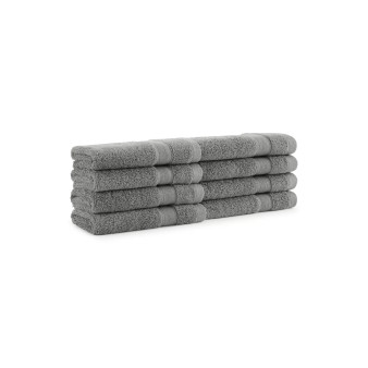 Aegean Eco-Friendly Recycled Turkish Washcloths (8 Pack), 13x13, 600 GSM, Solid Color with Weft Woven Stripe Dobby, 50% Recycled, 50% Long-Staple Ring Spun Cotton Blend, Low-Twist, Plush, Ultra Soft
