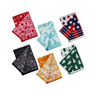 Holidays Cotton Jacquard Hand Towel 6 Piece Set, 25" x 16"