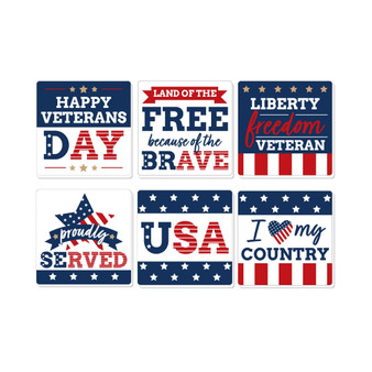 Happy Veterans Day - Patriotic Decorations - Drink Coasters - Set of 6