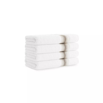 White Turkish Luxury Striped Hand Towels for Bathroom 600 GSM, 18x32 in., 4-Pack , Super Soft  Absorbent Hand Towels