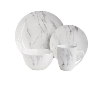 Marble White/Gray 16 Pc Dinnerware Set