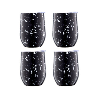 12 Oz Black Terzo Stainless Steel Wine Tumblers, Set of 4