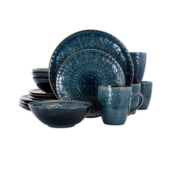 Deep Sea Mozaic Luxurious Dinnerware with Complete Set of 16 Pieces