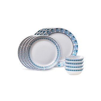 Expressions Azure Medallion 12-Piece Dinnerware Set
