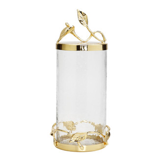 Hammered Glass Canister with Leaf Lid Large