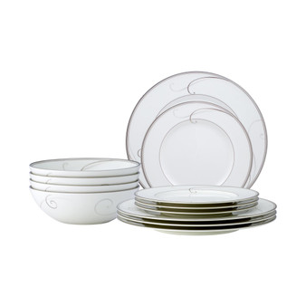 Dinnerware, Platinum Wave 12 Piece Set