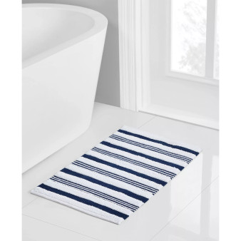 Stripe Tufted Cotton Bath Rug, 17" x 24"