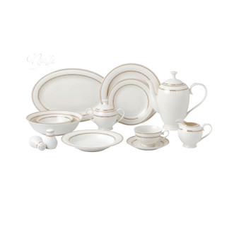 Dinnerware Bone China Service for 8 People-Noelle, Set of 57