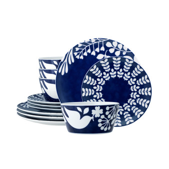 Bluefjord Floral 12 Piece Set, Service for 4