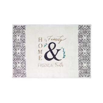 Modern Farmhouse Cotton Embroidered 20" x 30" Bath Rug