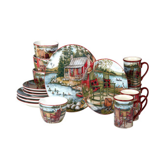 Lake Retreat 16 Piece Dinnerware Set, Service for 4