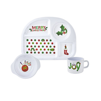 The World of Eric Carle, The Very Hungry Caterpillar Merry Christmas Kids Melamine 3 Piece Set