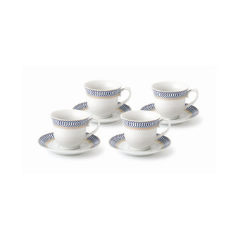 8 Piece 8oz Tea or Coffee Cup and Saucer Set, Service for 4