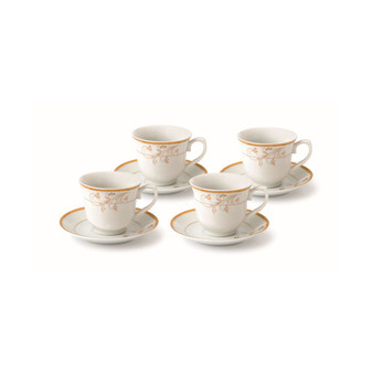 Floral 8 Piece 8oz Tea or Coffee Cup and Saucer Set, Service for 4