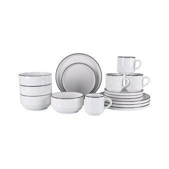 Stackable 16 Piece Dinnerware Set, Service for 4