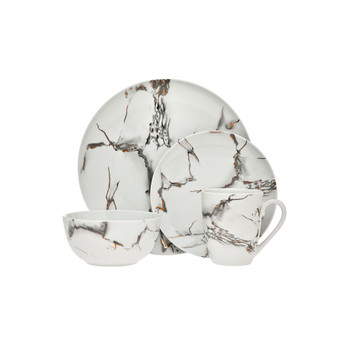 Rayo Marble 16 Piece Dinnerware Set, Service for 4