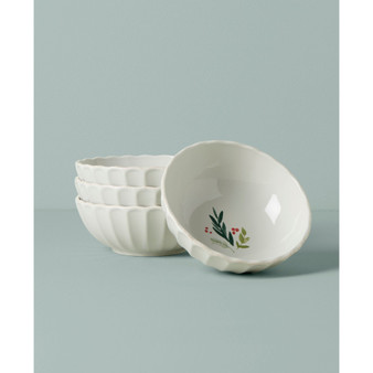 French Perle Berry Holiday All Purpose Bowls Set, Set of 4