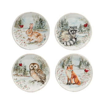 Winter's Walk 4 Piece Dessert Plate Set