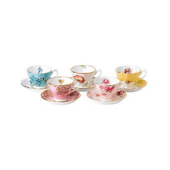 100 Years 1950-1990 5-Piece Teacup & Saucer Set
