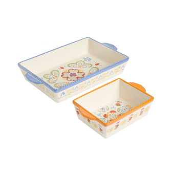 Tierra Hand-Painted Rectangular Bakeware Set, 2 Pieces