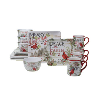 Evergreen Christmas 16 Piece Dinnerware