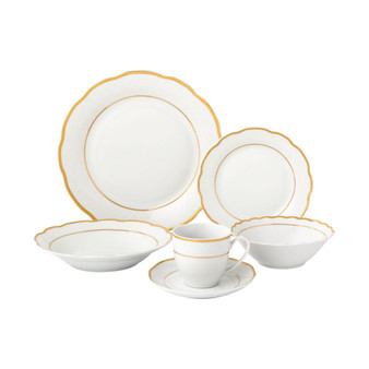Porcelain 24 Piece Gloria Wavy Dinnerware Set, Service for 4