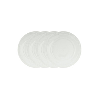 Everyday Whiteware Beaded Dinner Plate 4 Piece Set