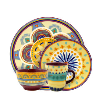 Puesta De Sol 16 Piece Service for 4 Stoneware Dinnerware Set