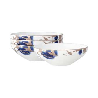 Jubilant Days Platinum Set of 4 Soup and Cereal Bowl, Service For 4